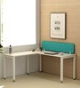 SOS LiteOffice Workstation L Shape with Fabric Privacy Screen in Everest White Colour