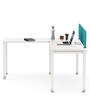 SOS LiteOffice Workstation L Shape with Fabric Privacy Screen in Everest White Colour
