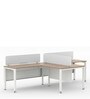 SOS Liteoffice Workstation T Shape with Glass Screen & Modesty in Persian Walnut Finish