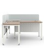 SOS Liteoffice Workstation T Shape with Glass Screen & Modesty in Persian Walnut Finish