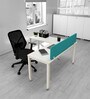 SOS LiteOffice Workstation L Shape with Fabric Privacy Screen in Everest White Colour