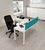 SOS LiteOffice Workstation L Shape with Fabric Privacy Screen in Everest White Colour