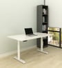 Office Table in Everest White Finish with Adjustable Height