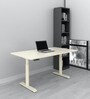 Office Table in Everest White Finish with Adjustable Height