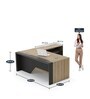 Executive Desk in Classic Cherry And Slate Grey Finish with Right Storage