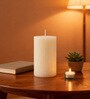 Soy Wax Pillar Candle Ribbed Vanilla Scented Pillar Candles Candle Off White, Set of 3