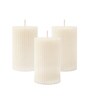 Soy Wax Pillar Candle Ribbed Vanilla Scented Pillar Candles Candle Off White, Set of 3
