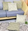 Soybean & White Microfiber Floral 16X16 Inches Cushion Covers Set Of 5