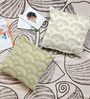 Soybean & White Microfiber Floral 16X16 Inches Cushion Covers Set Of 5