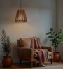 Soyuz Beige & Brown Solid Wood Single Hanging Light
