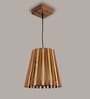 Soyuz Beige & Brown Solid Wood Single Hanging Light