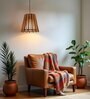 Soyuz Beige & Brown Solid Wood Single Hanging Light