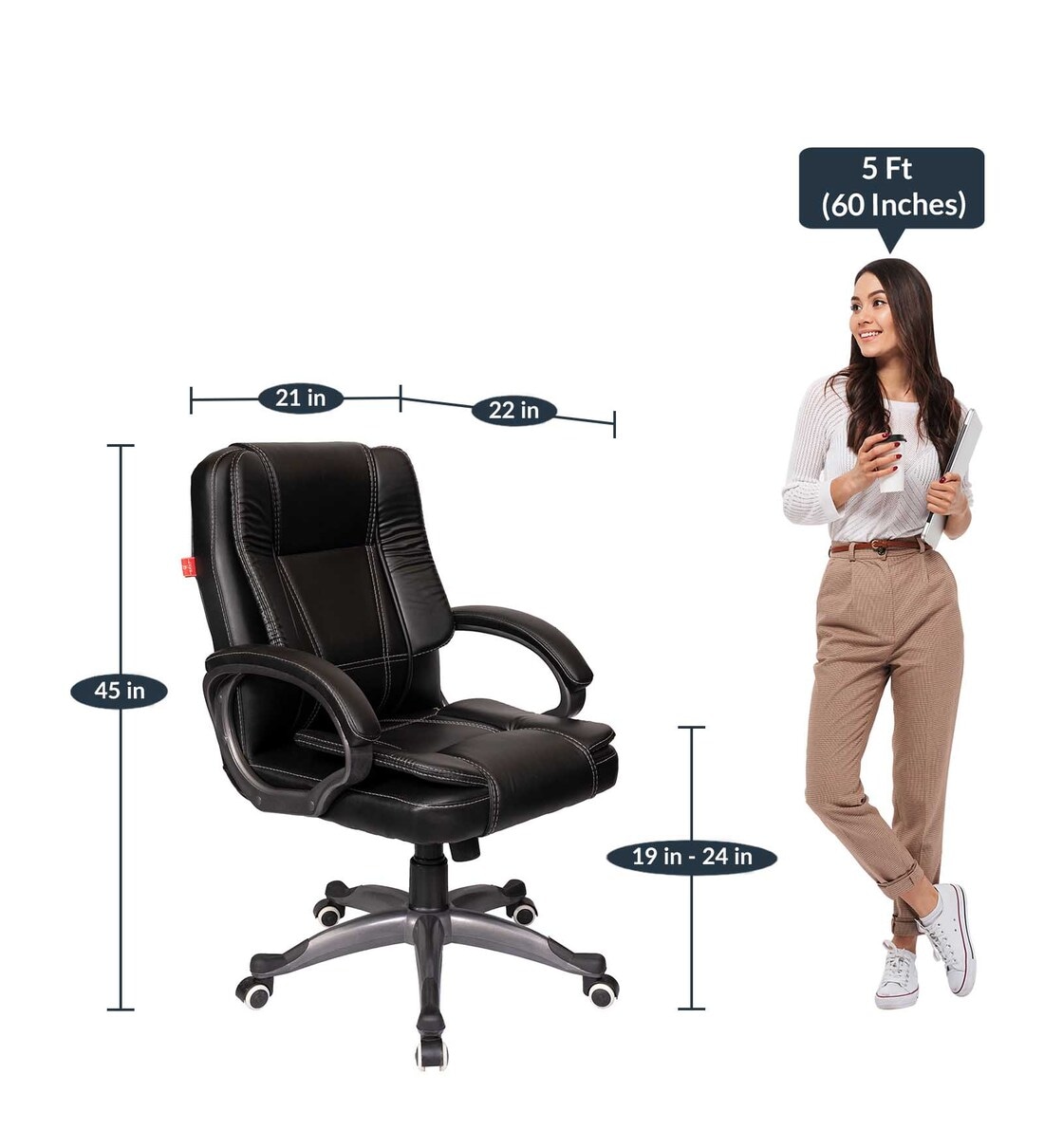 Buy Spacex Mid Back Executive Chair In Black Colour By Rose Furniture Online Mid Back