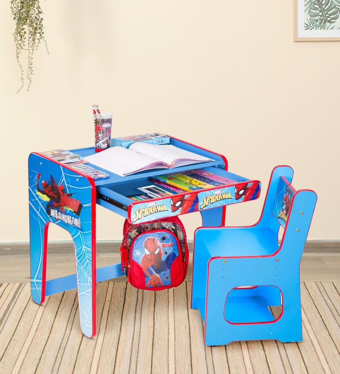 Spiderman study table store and chair