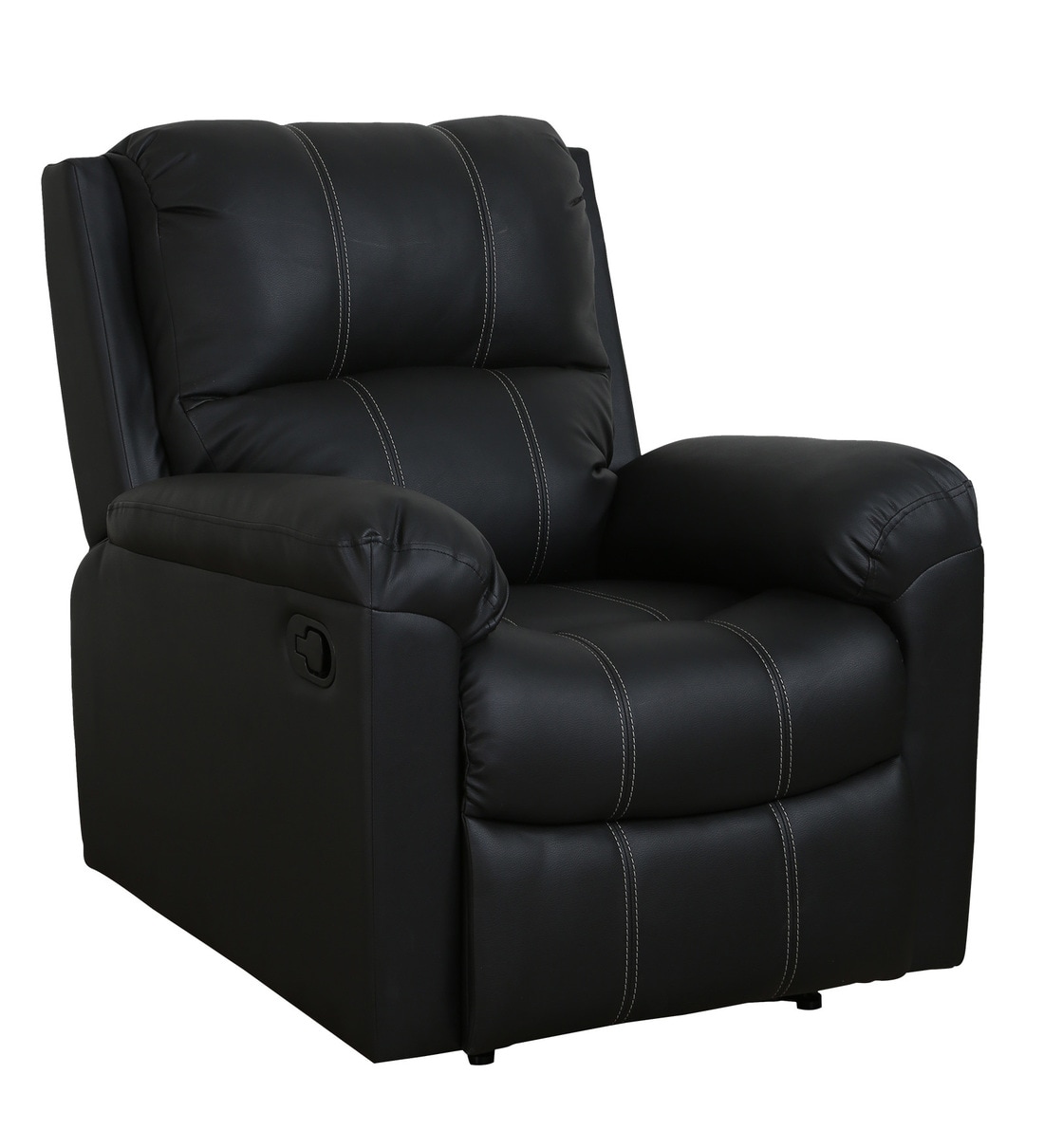 Buy Spino Leatherette Manual 1 Seater Recliner in Black Colour Online