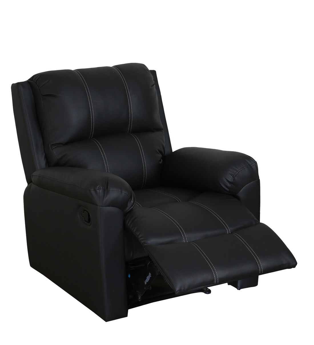 Buy Spino Leatherette Manual 1 Seater Recliner in Black Colour Online