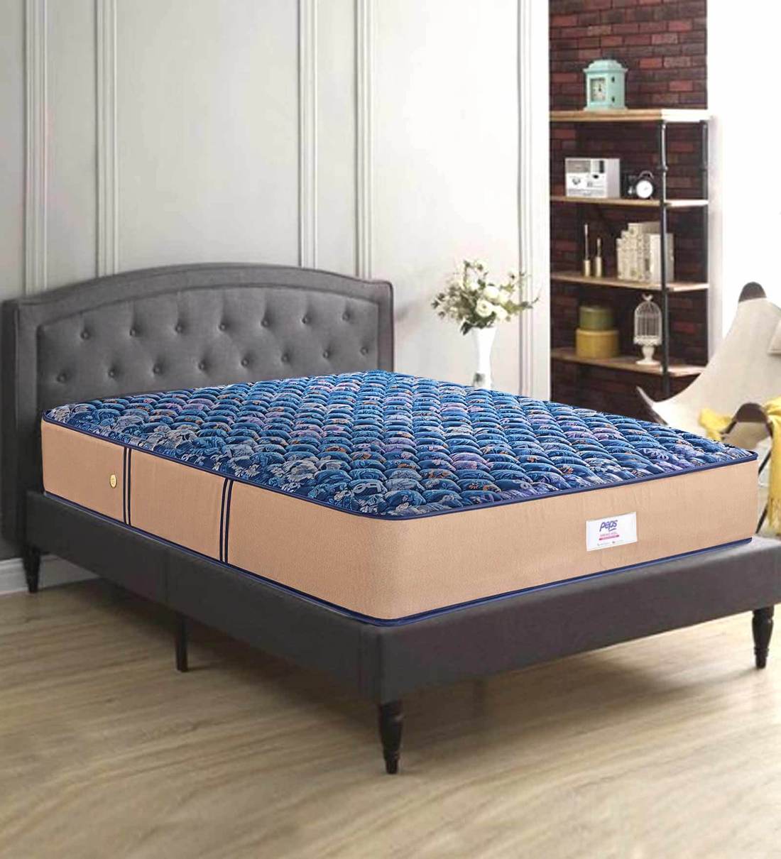 Buy Springkoil Normal Dark Blue 78x72x06 Inches Bonnell Spring King Bed ...