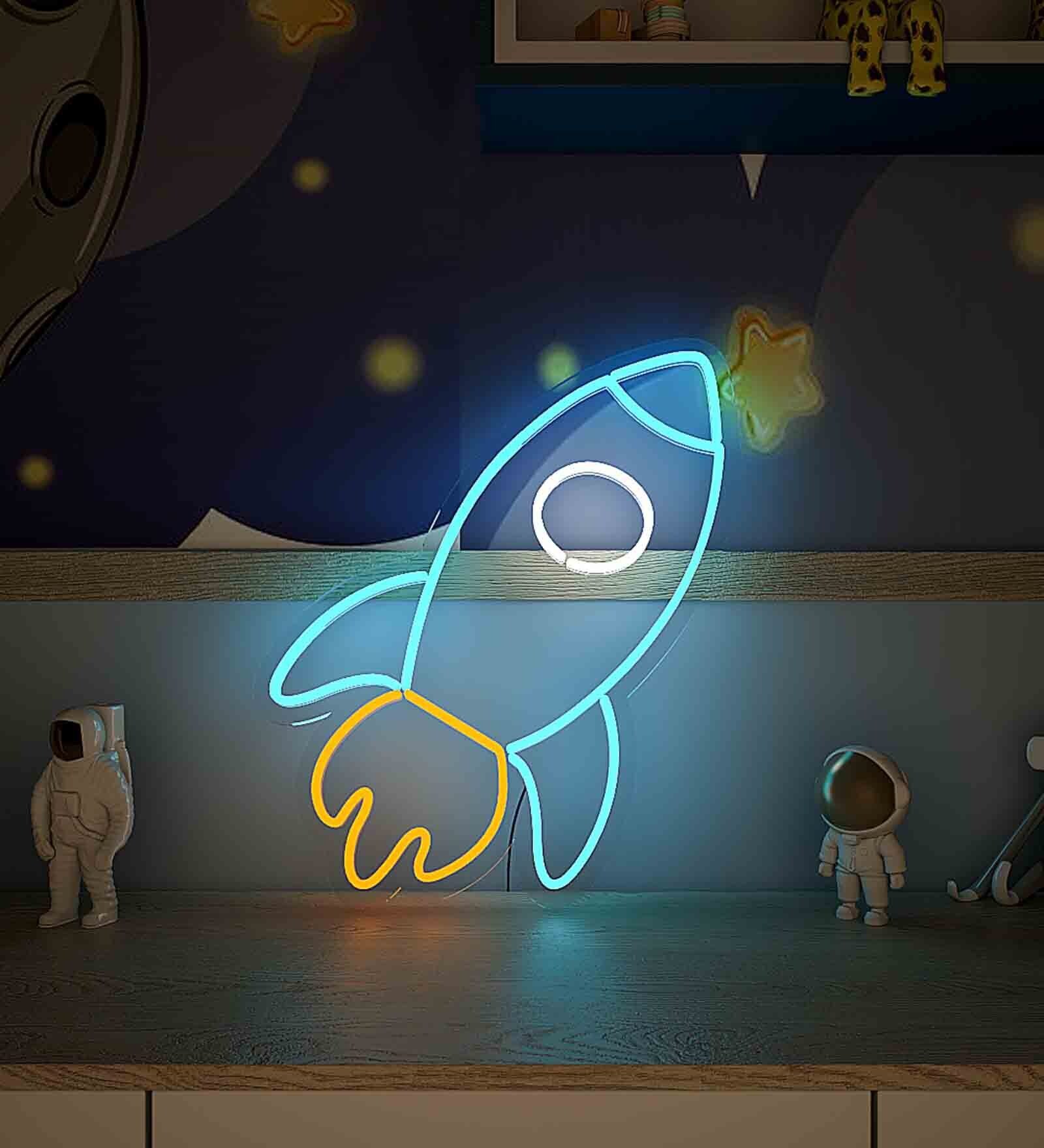 Space Rocket Blue LED Neon Light