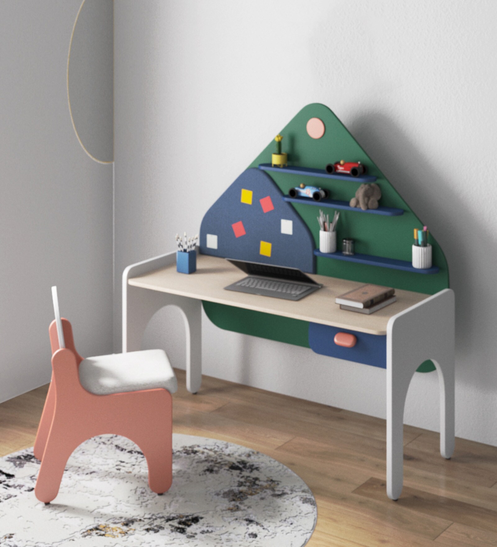 Spaceship Twin Seater Kids Study Table in Multi Colour Spaceship Twin Seater Kids Study Table in Multi Colour