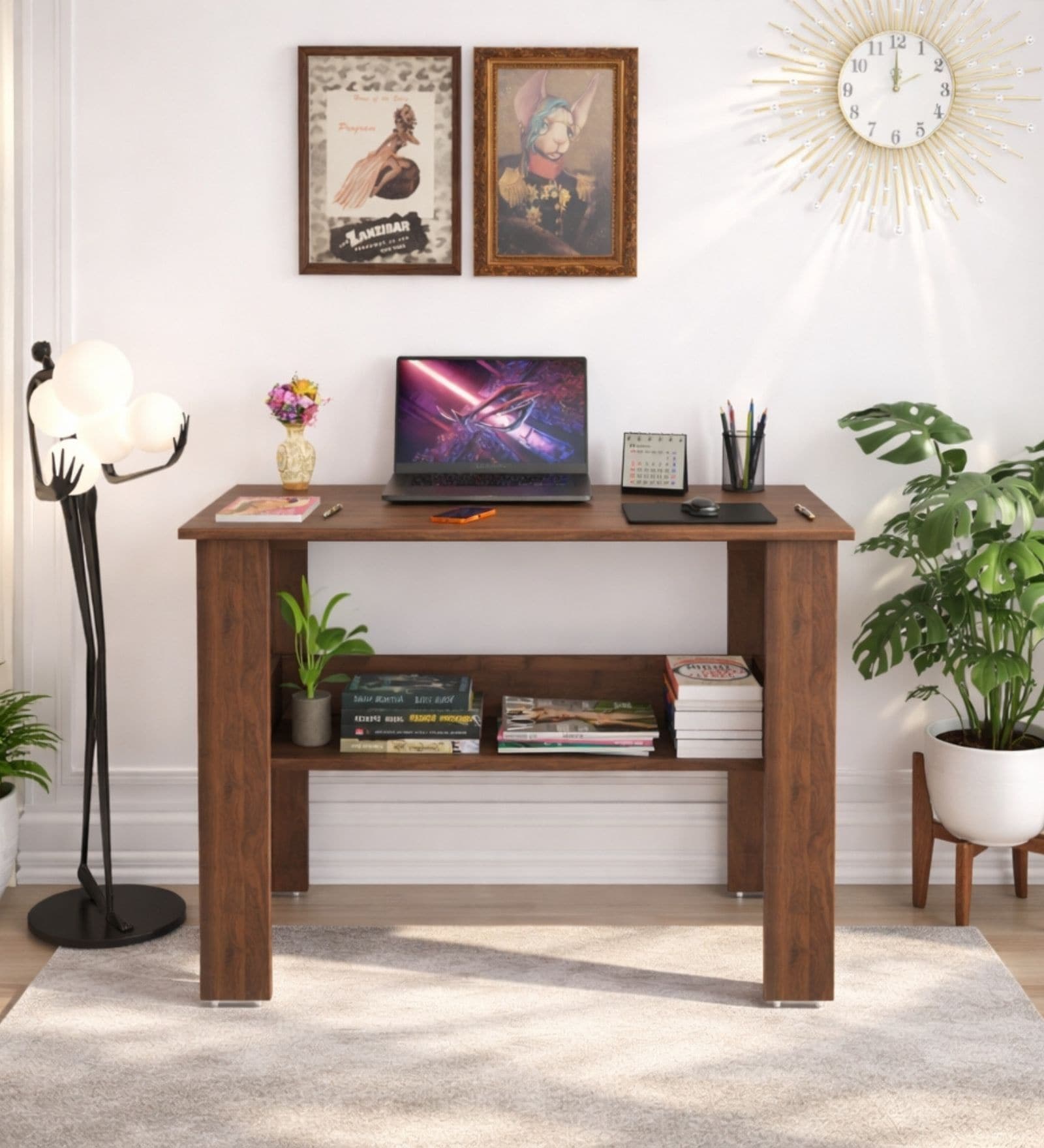 Spacio Study Desk In Columbian walnut Finish