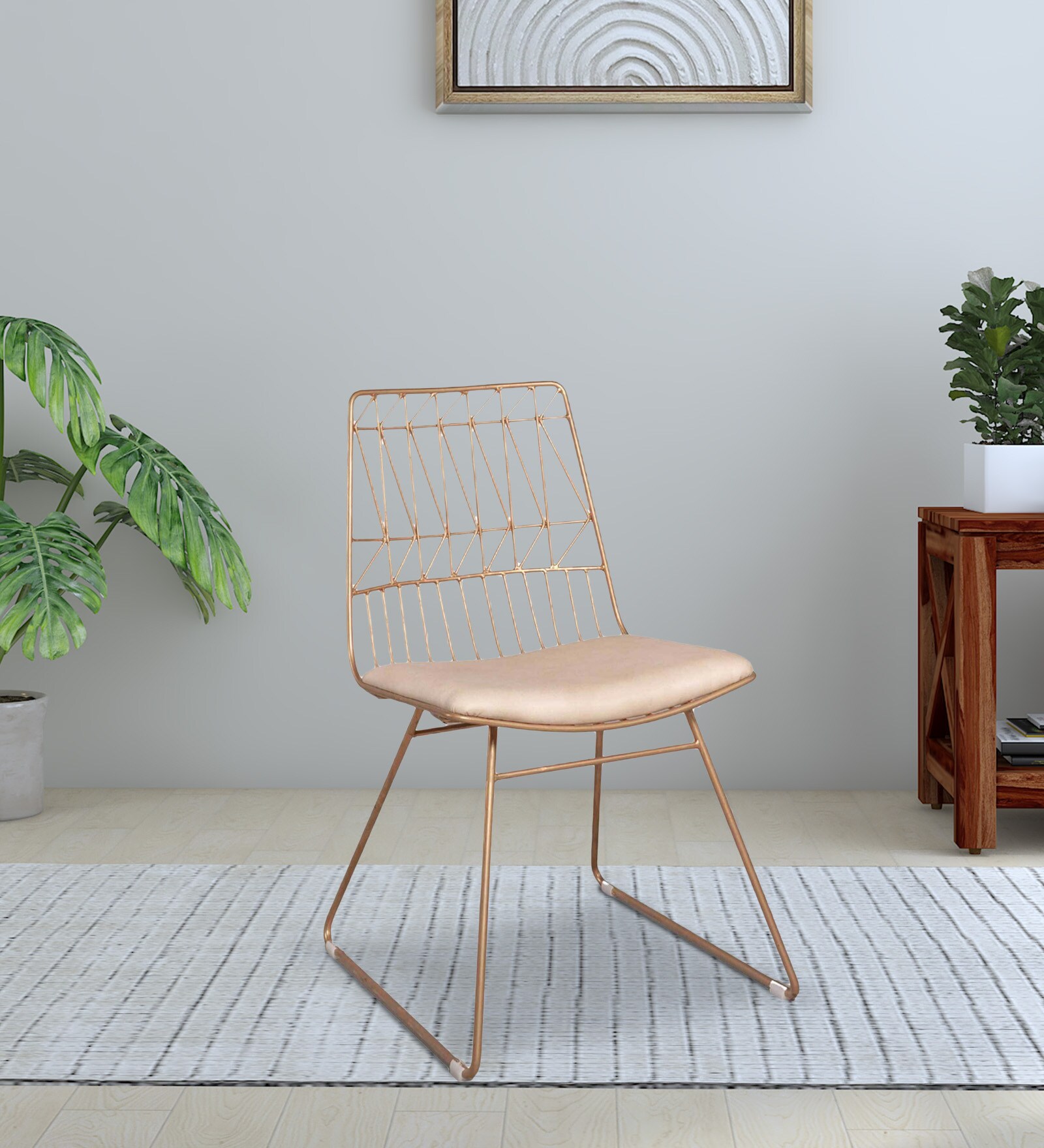 Spark Metal Cafe Chair in Gold Colour