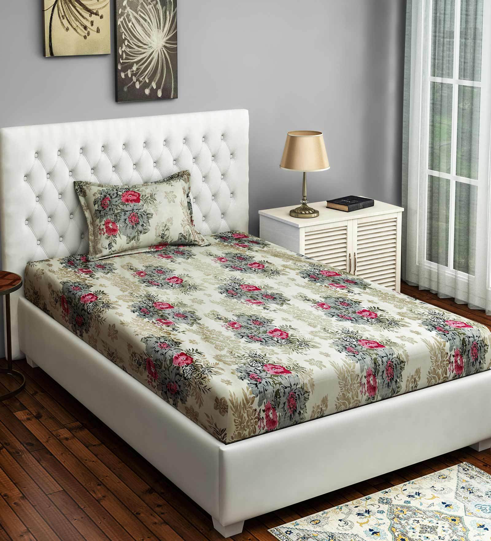 Sparkle Cotton 144TC Single Bedsheet with 1 Pillow Cover