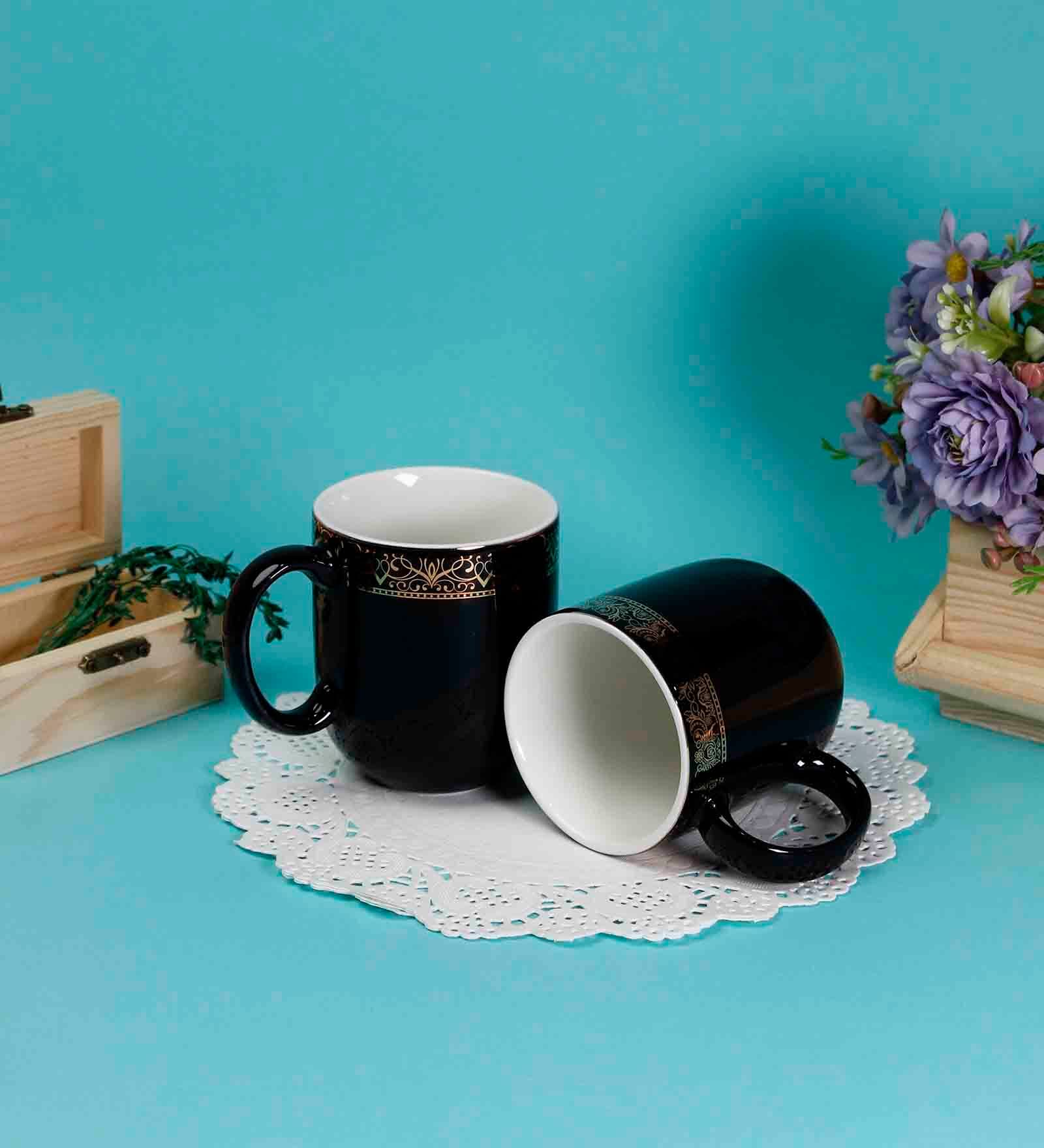 Sparkle 200 ml Black Porcelain Tea Cup (Set of 2)
