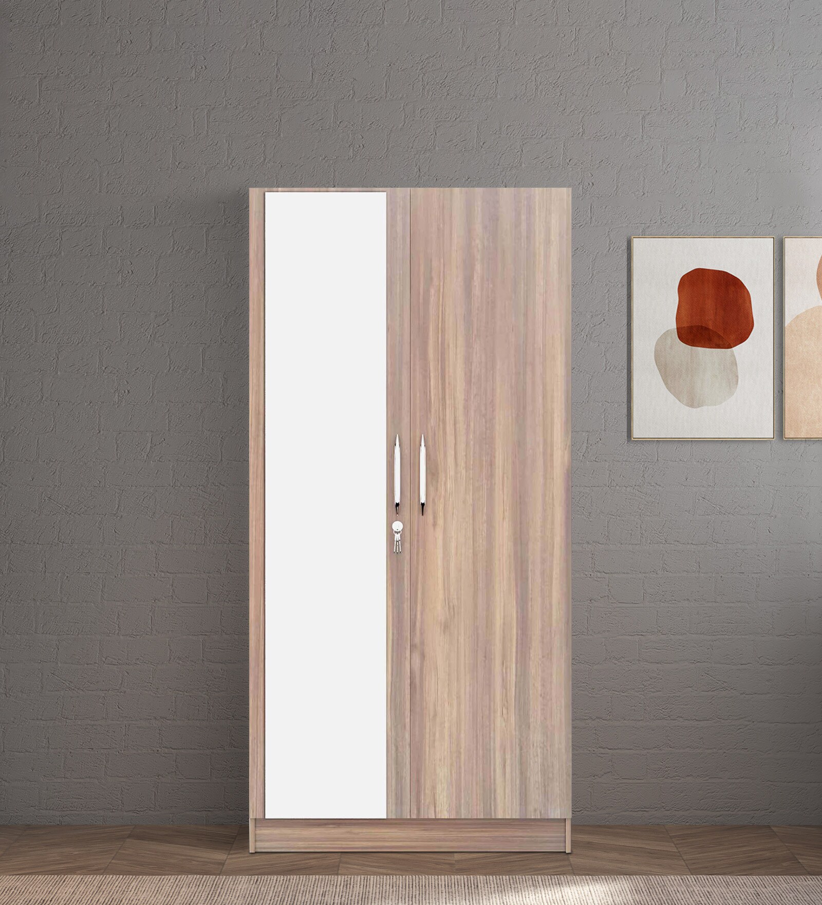 Buy Specchio 2 Door Wardrobe in Seasons Dark Finish with Mirror at 2