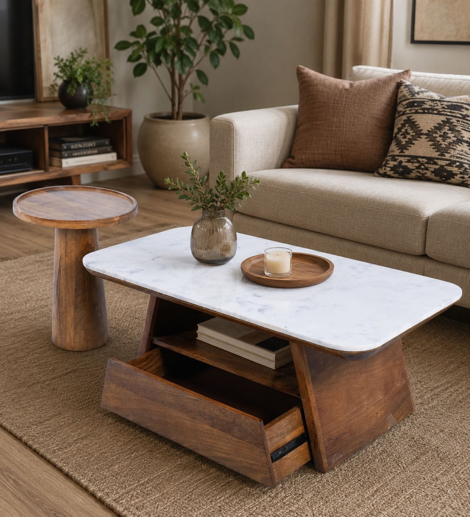 Spectra Nesting Centre Tables In Chestnut Beige Finish