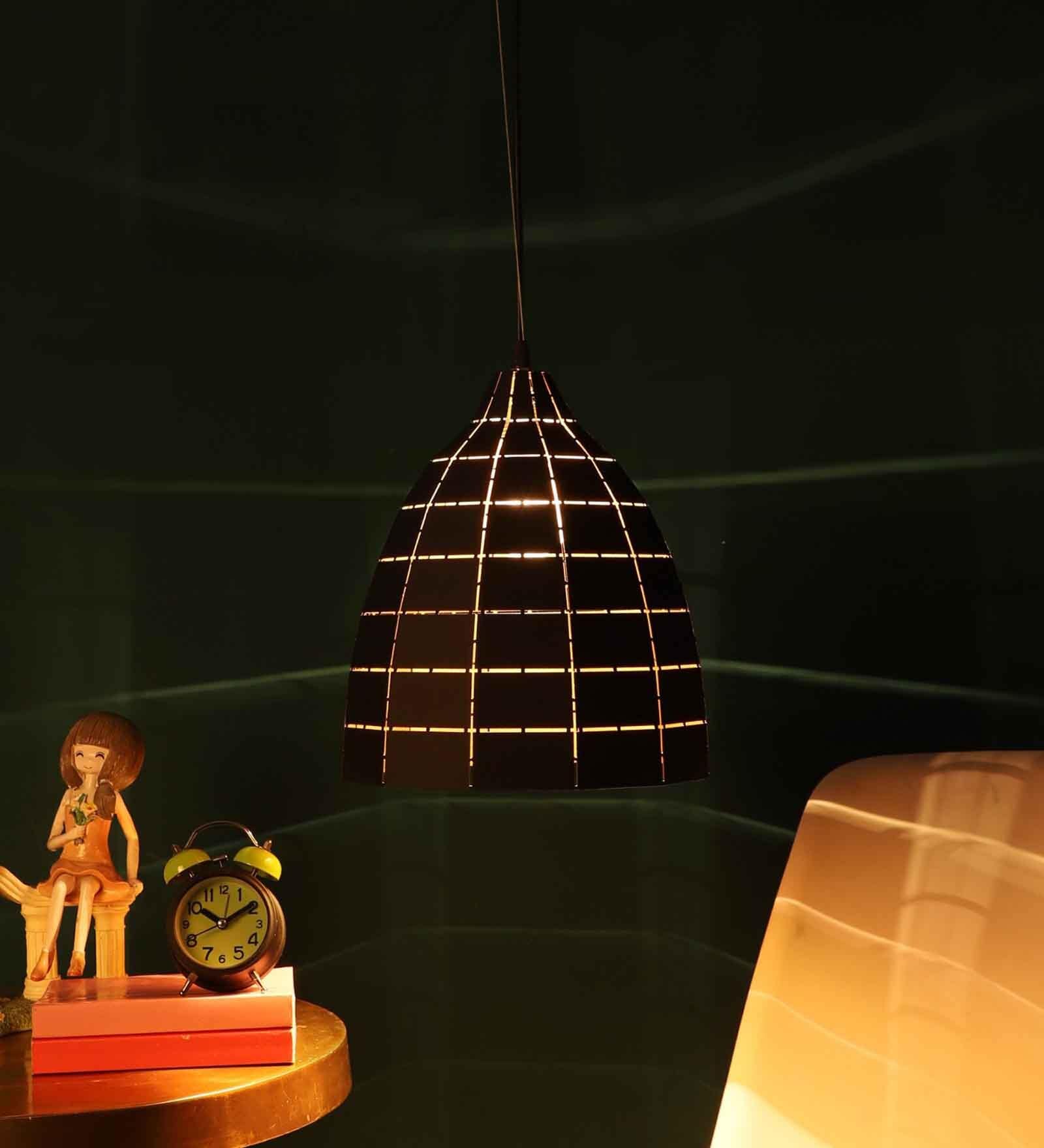 Spherical Lamp Black & Gold Metal Hanging Light