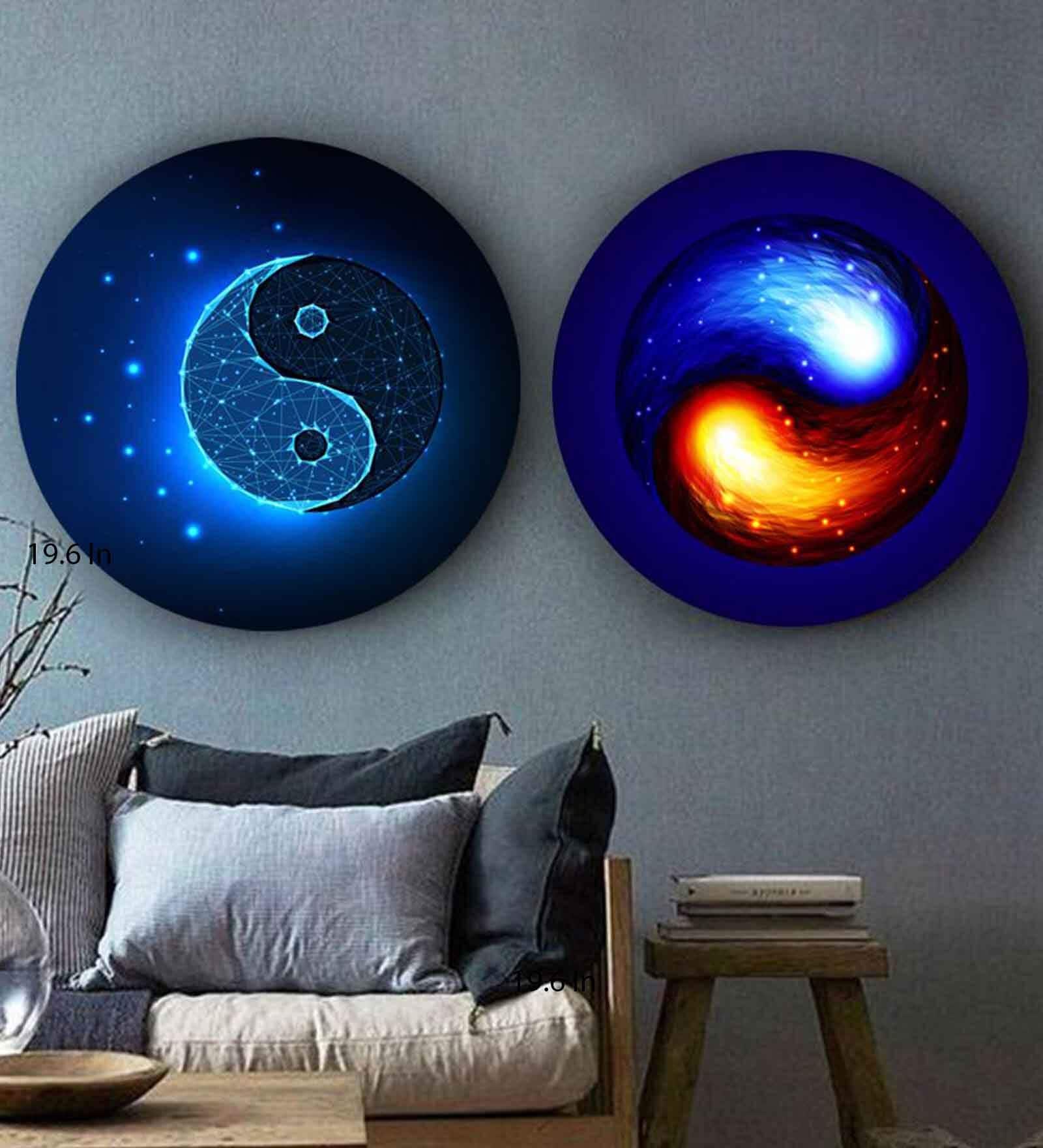 Spirit of Yin and Yang Canvas Art Prints In Cream Set of 2