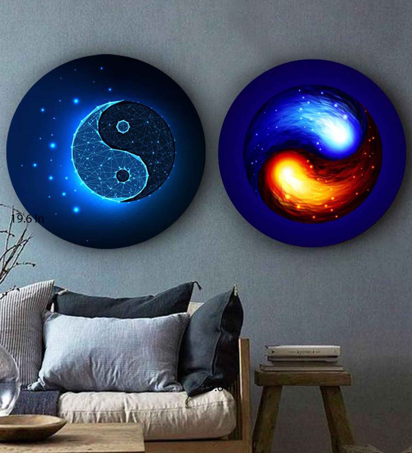 Spirit of Yin and Yang Canvas Art Prints In Cream Set of 2
