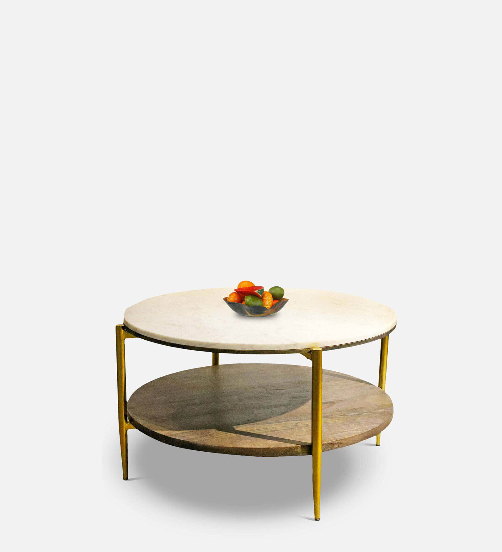 Splinder Metal Coffee Table in White & Natural Finish