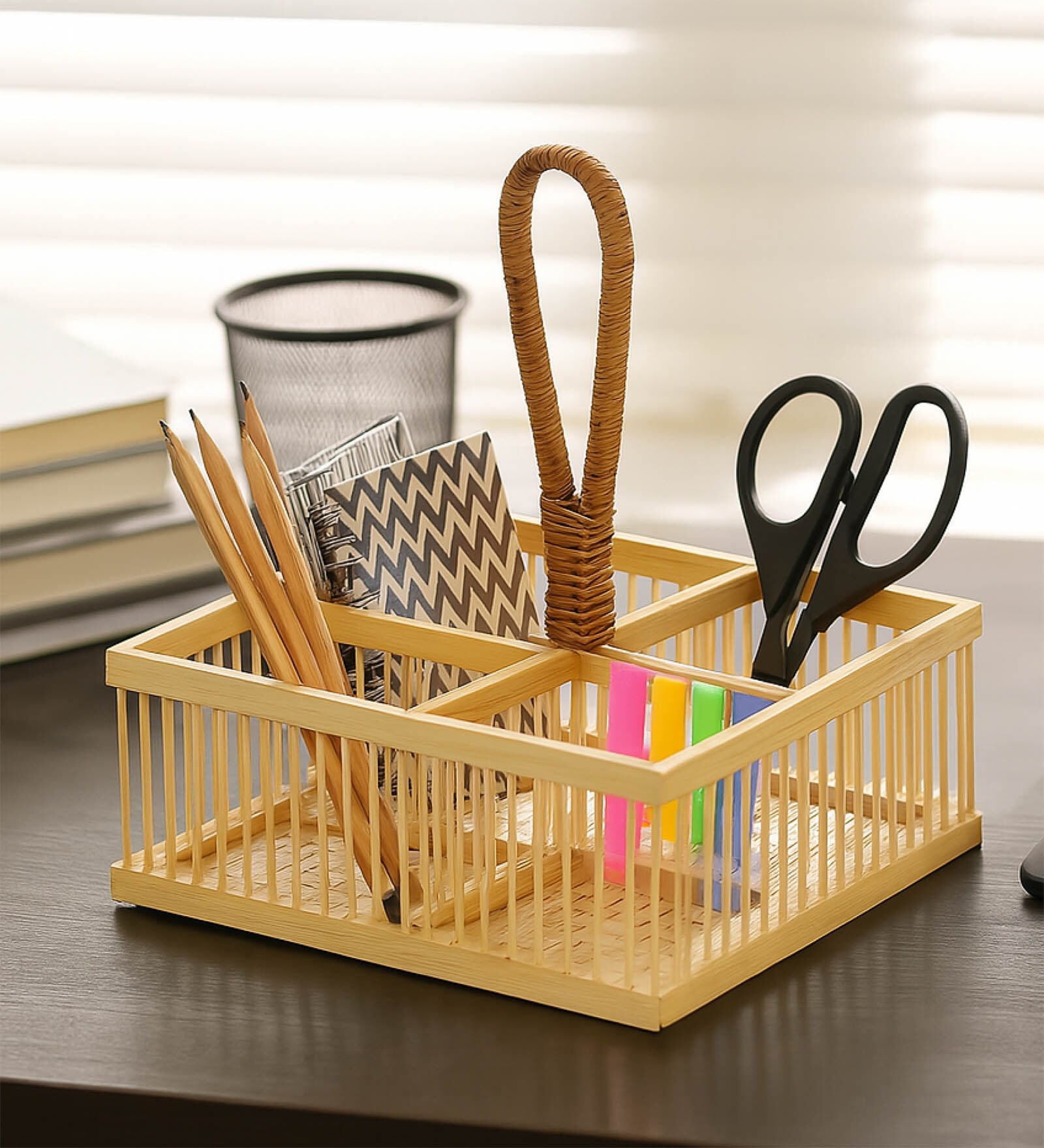 (1Pc) Beige Bamboo Eco-Friendly Kitchen Utensils Stand & Spoon Holder For Dining Table