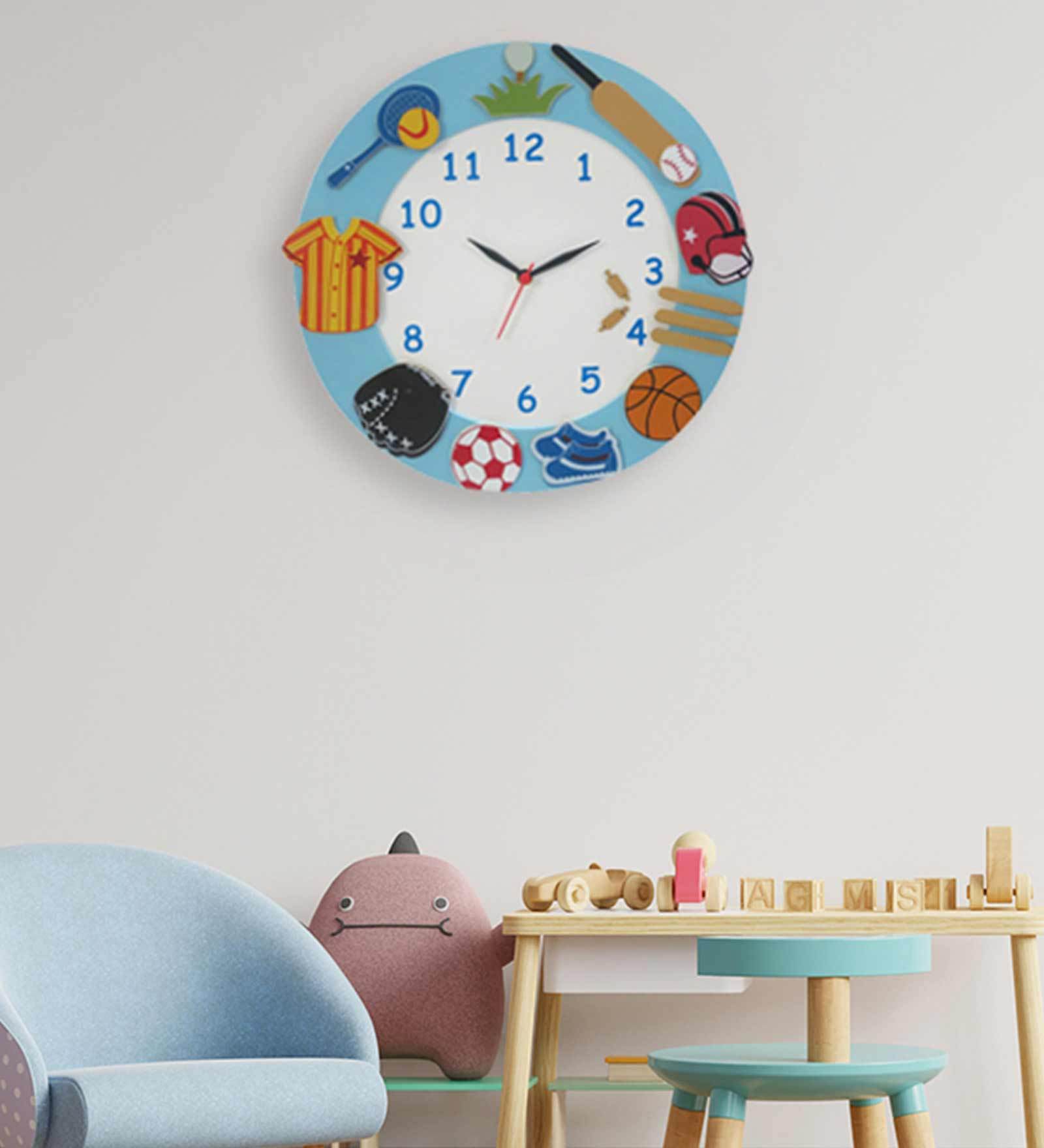 Sports Multicolor wooden Kids Wall Clock