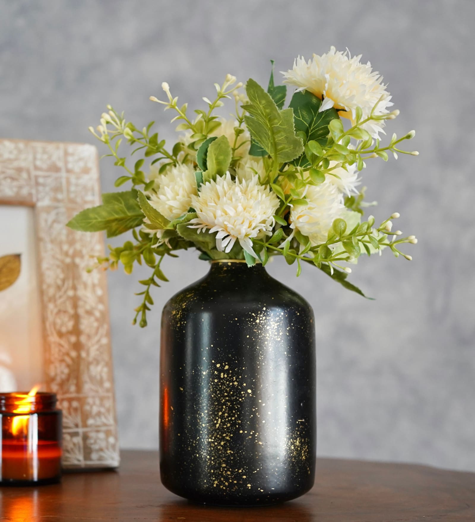 Spotted Black Metal Vase