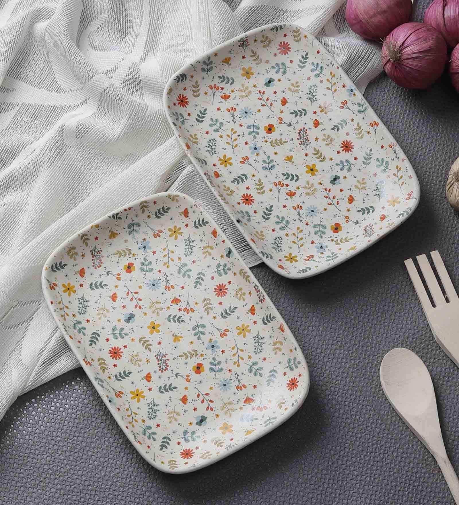 Spring Collection White 9 Inch Stoneware (Set of 2) Appetizer Platter