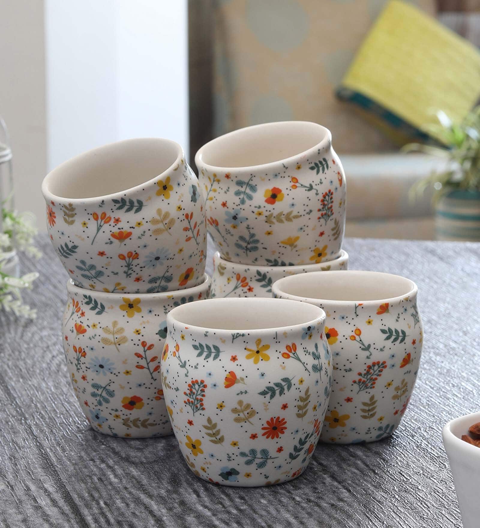 Spring 190ml Multicolour Stoneware (Set of 6) Tea Khullad