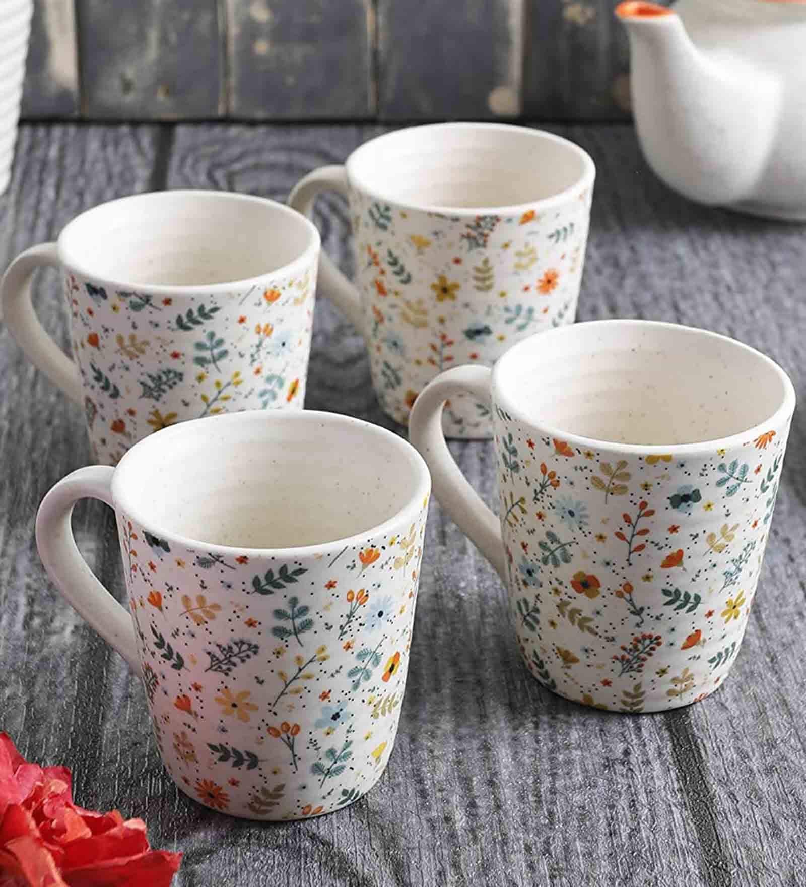 Spring 300ml Multicolour Ceramic (Set of 4) Coffee Mug