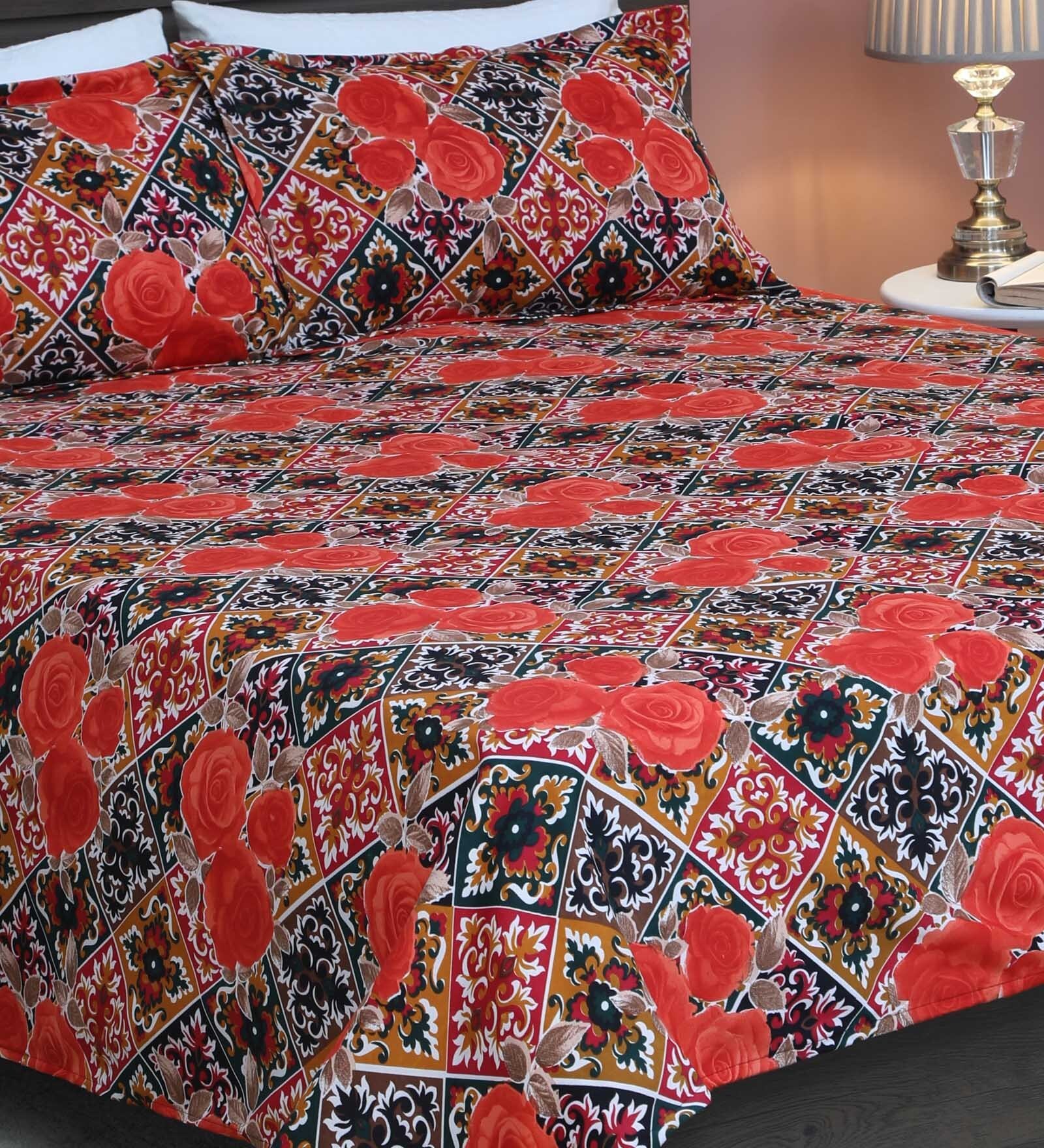 Buy Spririt Microfibre 220TC Double Bedsheet with 2 Pillow Covers