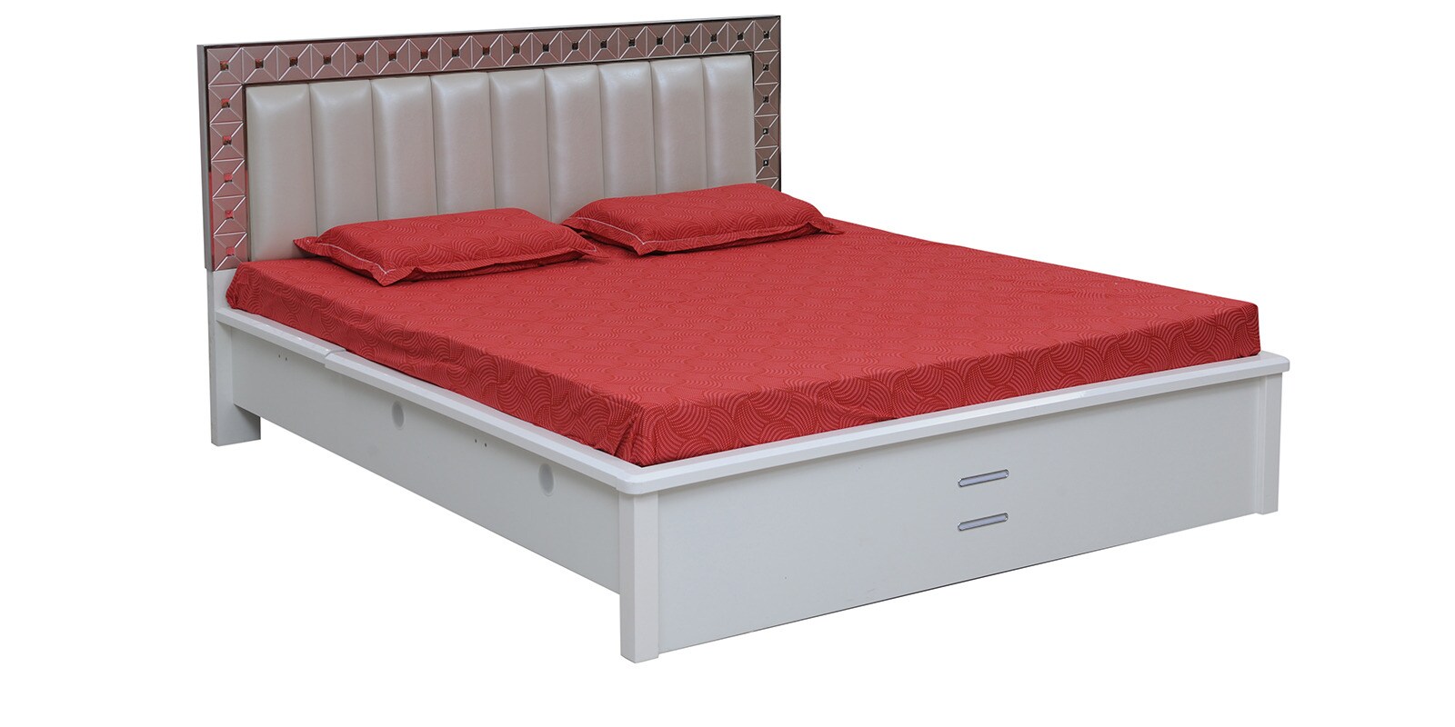Buy Sparkle KingSize Hydraulic Bed in White Colour by Royal Oak Online