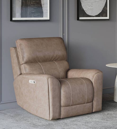 Spark Leather 1 Seater Motorized Recliner In Granite Colour