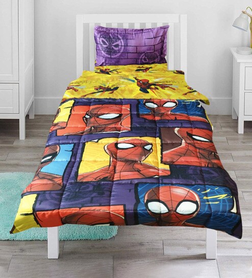 Buy Spider Man Comforter Set In Multicolour By Cot Candy Online