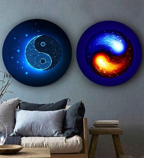 Spirit of Yin and Yang Canvas Art Prints In Cream Set of 2 By The Artment