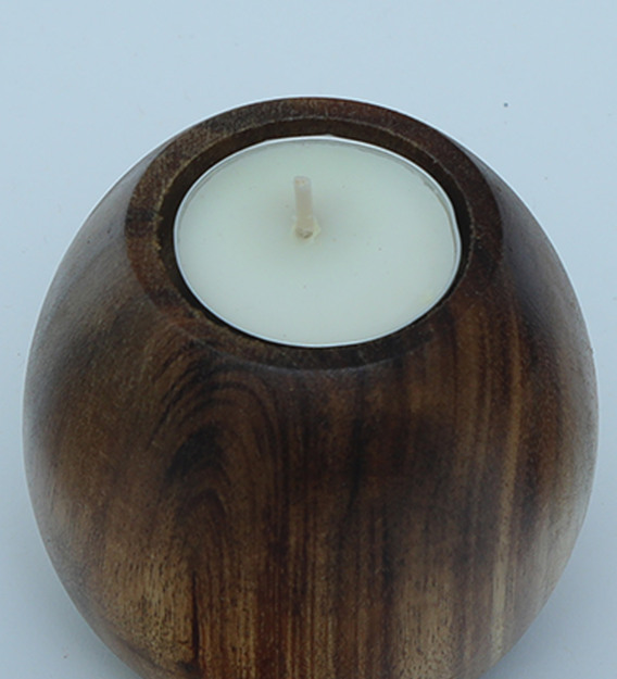 Buy Spherical Brown Candle Holder by Studio Indigene Online Table Tea