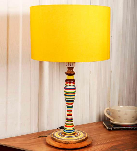 table lamp with yellow shade