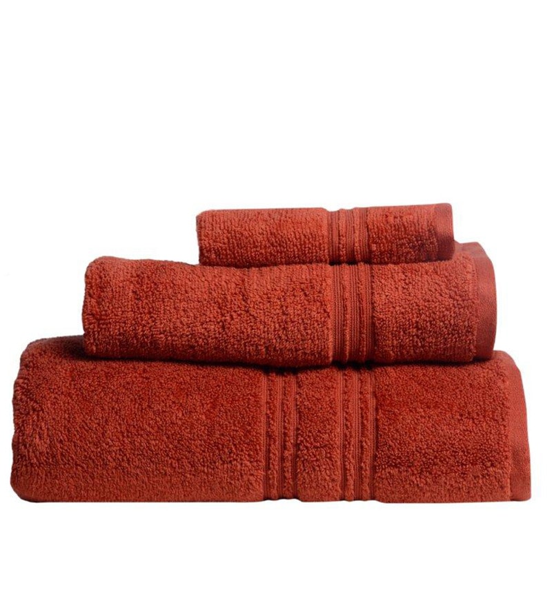 Buy Spaces Swift Brown Cotton Towel Sets - Set of 3 Online - Towel Sets