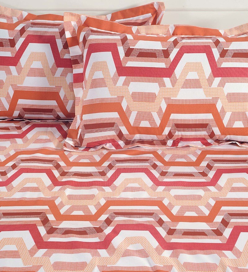 Buy Sparkle Cotton 144TC Single Bedsheet with 1 Pillow Cover Online Geometric Single Bed