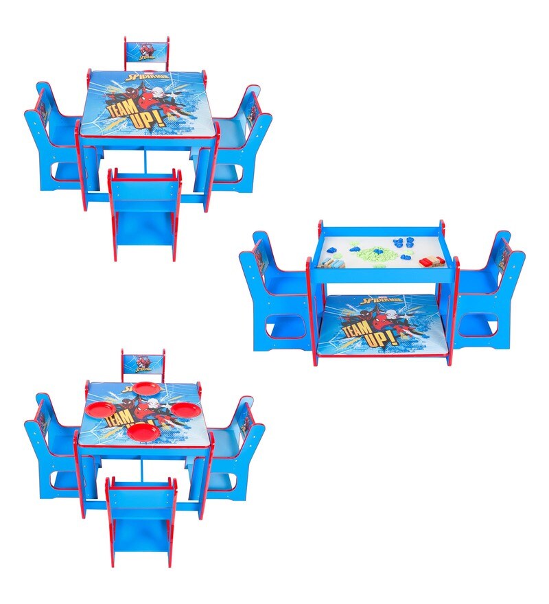 Buy Spiderman Themed Activity Table with 4 Chairs in Blue Colour by ...