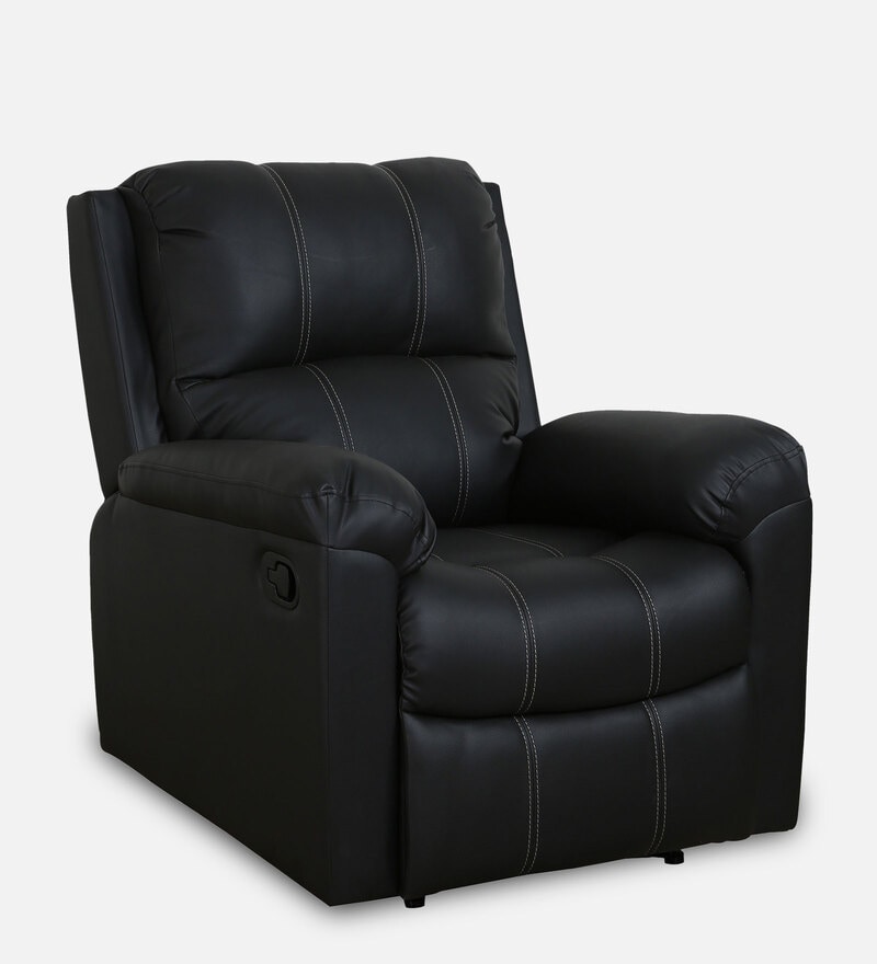 Buy Spino Leatherette Manual 1 Seater Recliner in Black Colour Online ...